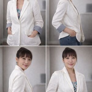 Love Culture Cream Blazer with Striped Cuffs